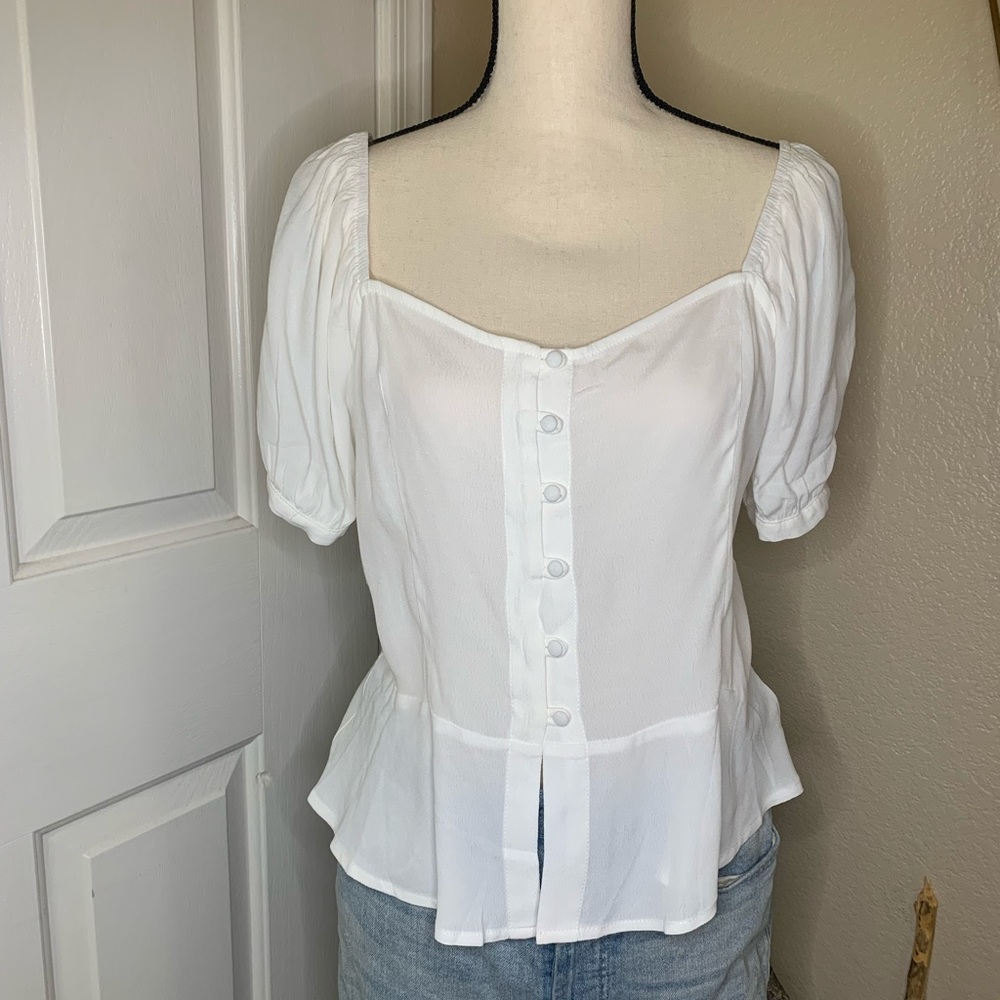 NWT Women's Baby Doll White Peplum Crop Top Large